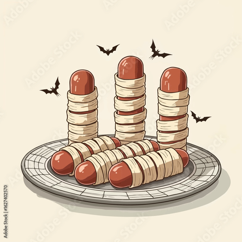 Creative culinary Halloween treats with bat accents on a festive plate