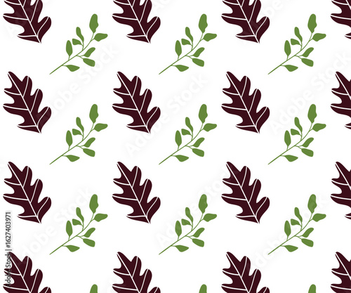 Nature's Pattern: An illustrative repeating pattern of stylized leaves, artfully arranged to evoke a sense of organic elegance. 