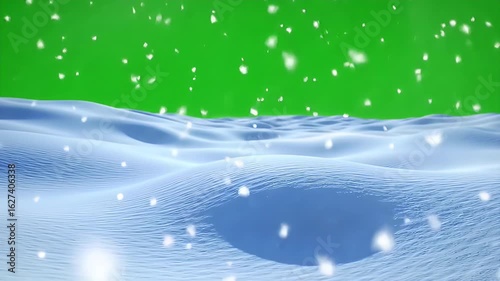 Snow falling over a snow-covered landscape