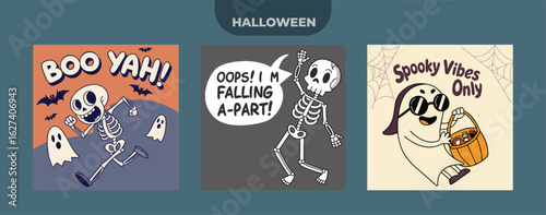 Get ready for Halloween with these adorable spooky skeleton and ghost designs that will bring the holiday spirit to your projects
