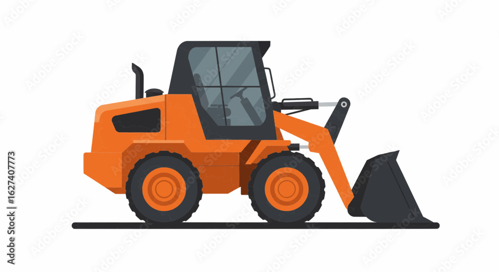 Fototapeta premium Construction Skid Loader Vector in Bold Color