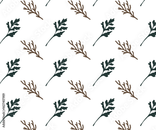 Organic Nature Pattern: This image features a symmetrical, repetitive arrangement of botanical elements. The pattern's natural aesthetics evoke a sense of calmness.