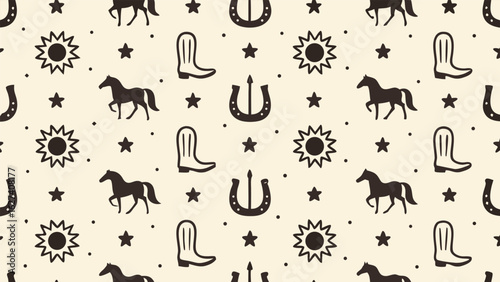 Cowboy western horse boot horseshoe sun star pattern