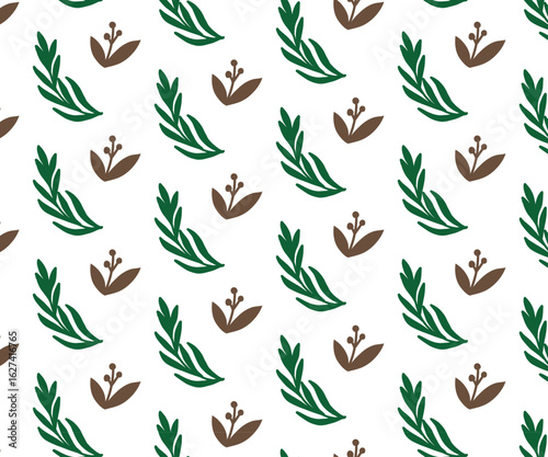 Seamless floral and leaf pattern with natural eco design elements