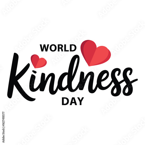 World kindness day with hearts on white background