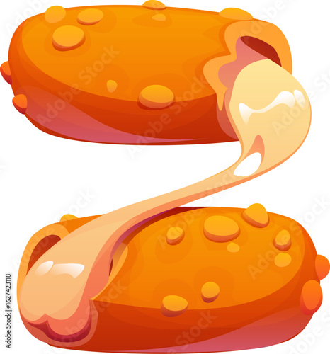 Fast food chicken nugget meal alphabet font typeset letter Z. Takeaway restaurant Latin font symbol, fastfood menu appetizer vector kids ABC font typeset letter. Fast food meal English typeset element