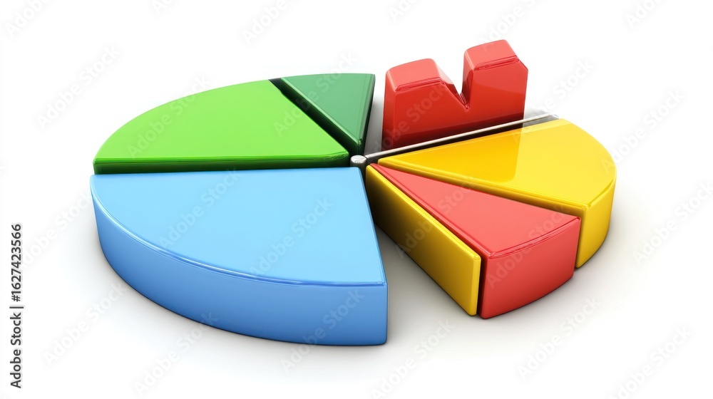 Obraz premium Colorful 3D pie chart graphic