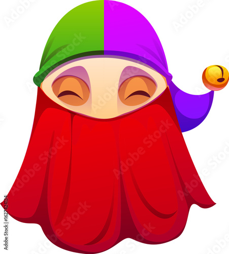 Barranquilla Colombian carnival holiday symbol of monocuco mask, cartoon vector. Colombian dance carnival or Carnaval de Barranquilla folklore fiesta, traditional costume of monocuco face mask