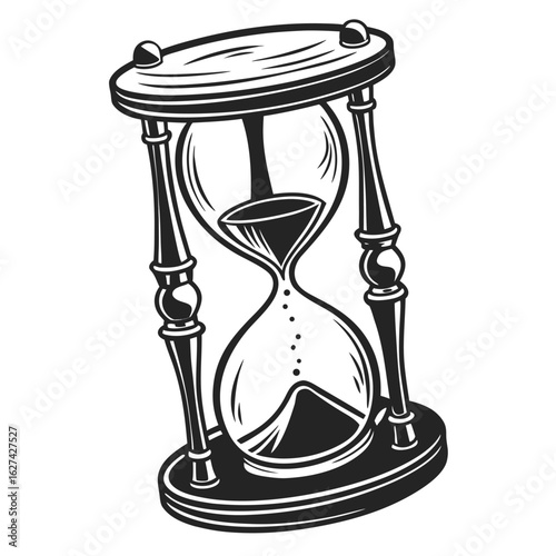 Antique hourglass flowing sand silhouette