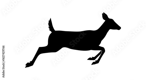 side profile of a leaping white tailed deer silhouette, isolated on transparent background: perfect for logo, icon, or graphic design projects