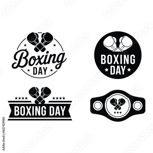 Boxing day sport fight competition logo on white background