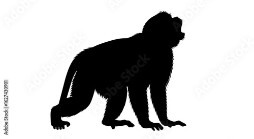 profile silhouette of a howling monkey, isolated on transparent background: a powerful vector illustration for design projects