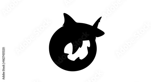 striking silhouette of a shark in circular motion, isolated on transparent background: perfect for logo, branding, or aquatic themed designs