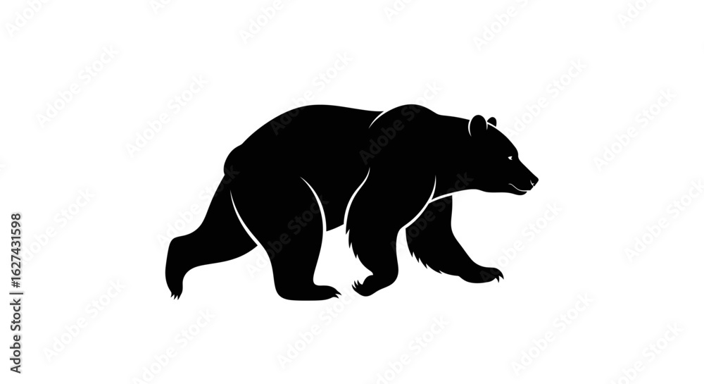 Fototapeta premium side profile of a majestic black bear silhouette, isolated on transparent background: perfect for logo, branding, or wildlife design projects.