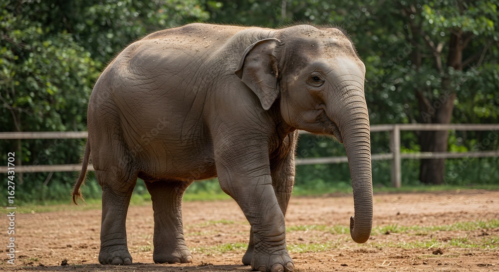 Obraz premium Gray elephant walking outdoors