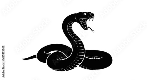 striking silhouette of a cobra, isolated on transparent background: a vector illustration of a venomous snake in a threatening pose