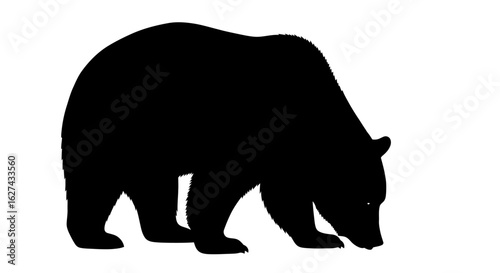 side profile silhouette of a grizzly bear, isolated on transparent background: a majestic, powerful vector illustration perfect for logos, branding, and wildlife designs.