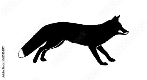 side profile silhouette of a red fox in motion, isolated on transparent background: perfect for logos, branding, and design projects