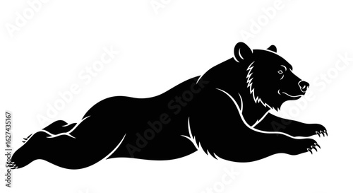 side profile of a recumbent black bear, isolated on a transparent background: a bold vector illustration for branding and design projects