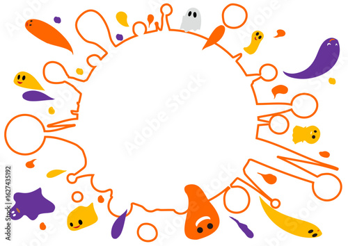 可愛いおばけたちのフレーム・背景透過