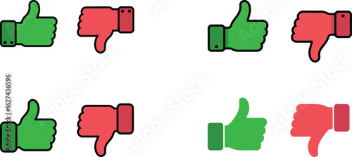 Green Thumbs Up and Red Thumbs Down Icons