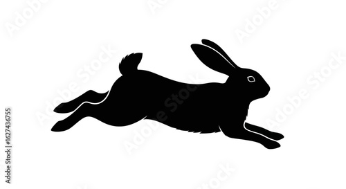 side profile of a leaping hare silhouette, isolated on a transparent background: a bold vector graphic for design projects