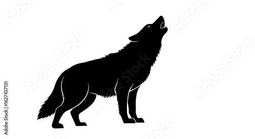 majestic profile of a howling wolf silhouette, isolated on transparent background: perfect for logo design, wilderness branding, or wildlife conservation projects