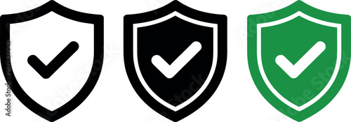 Security shield check mark icon vector protection and approved