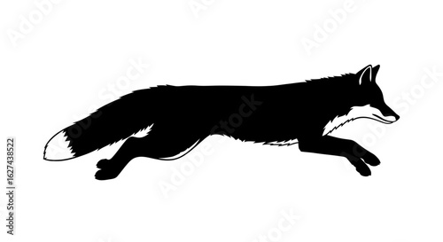 side profile of a running fox silhouette, isolated on transparent background: a vector illustration perfect for logos, prints, and designs