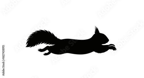 side profile silhouette of a squirrel in motion: a dynamic vector illustration isolated on transparent background