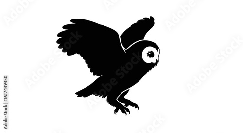 side profile of a majestic barn owl with wings partially spread, isolated on a transparent background: a striking vector illustration for design projects