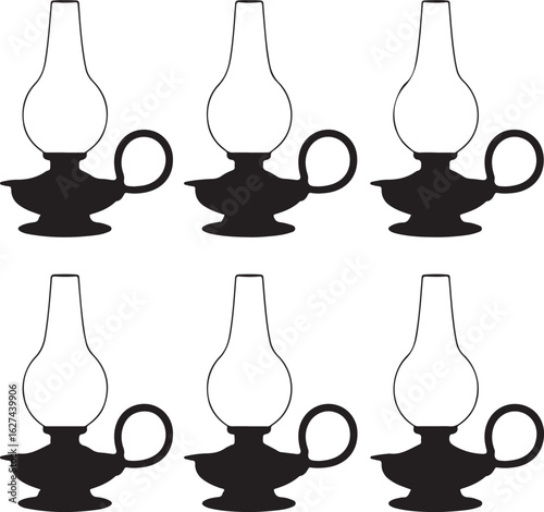 Black oil lamps with clear glass globes kerosene lamp