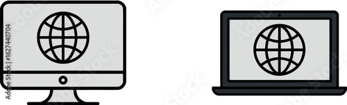 Internet access on desktop and laptop computer illustration