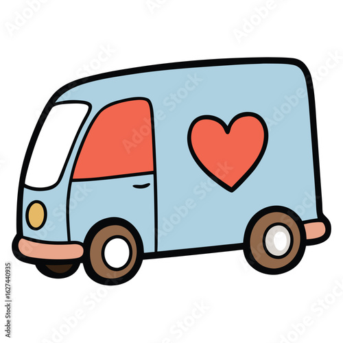 Compassionate Delivery Van: Cartoon Illustration