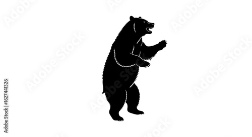 profile view of a powerful grizzly bear silhouette, isolated on transparent background; majestic wildlife vector illustration for design projects