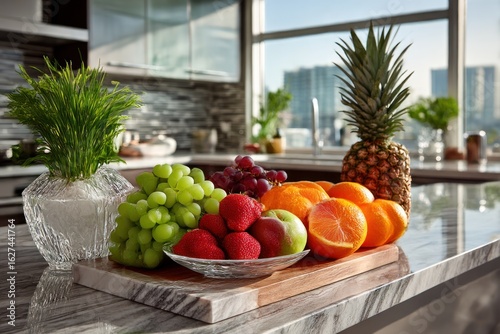 Wallpaper Mural Fresh fruit display in a modern kitchen Torontodigital.ca