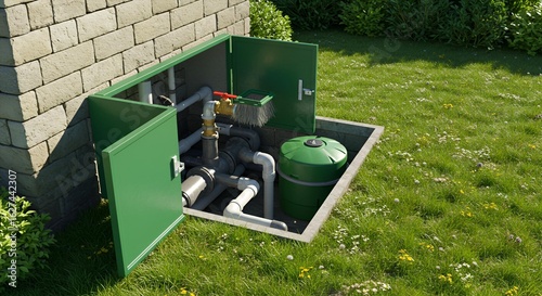 Outdoor Water Pump System Stock Photo