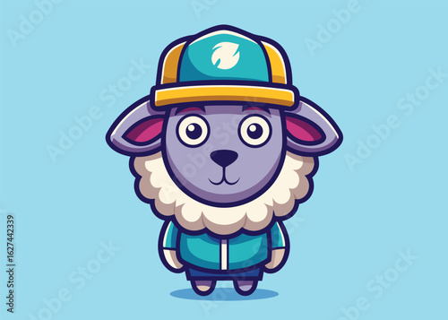 Cool Sheep in Graphic Snapback Hat Clean Vector Art for Urban Fashion and Mascot Design 
