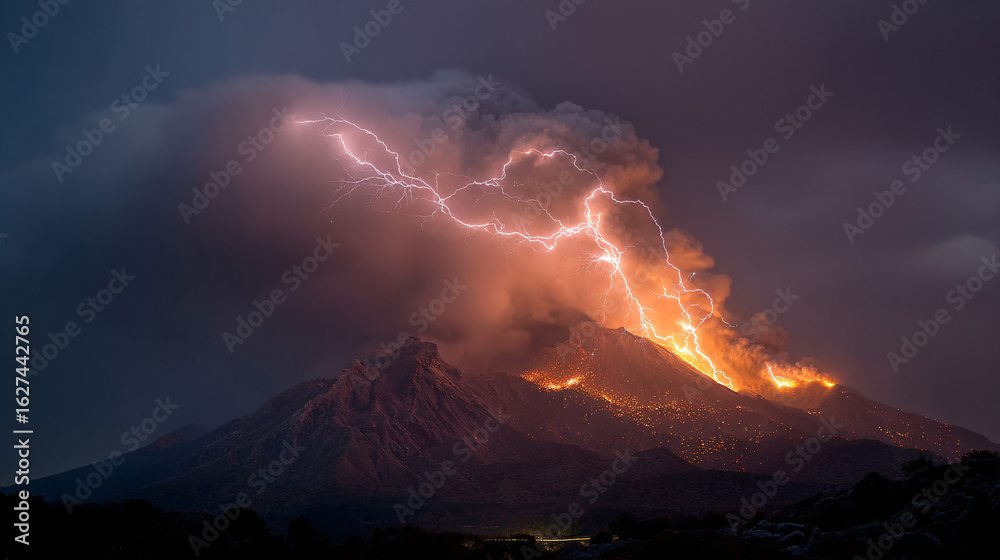 Fototapeta premium Earth's Fiery Power: Keywords for Volcanoes and Natural Disasters 