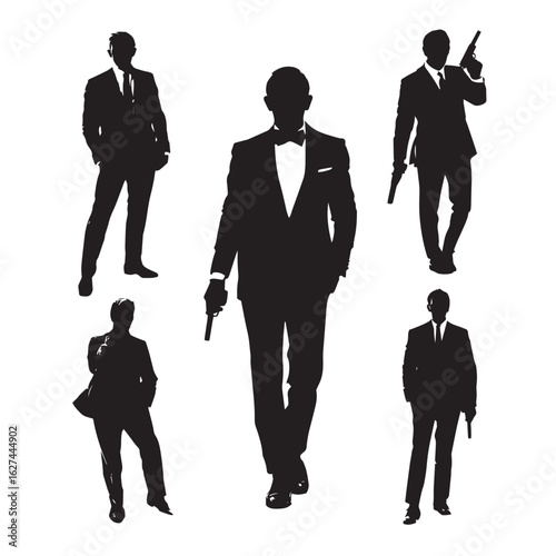 007 silhouette set, Black & White silhouette set