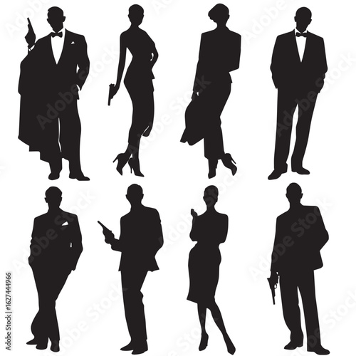 007 silhouette set, Black & White silhouette set