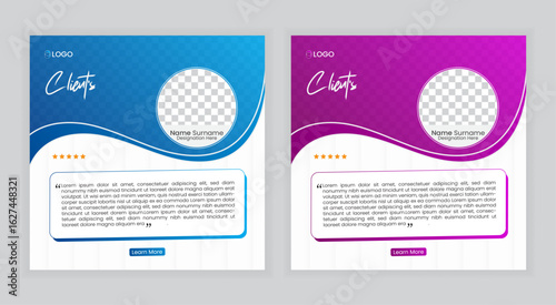Modern clean clients testimonial or client feedback or customer review design social media post web banner template
