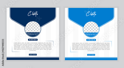 Modern clean clients testimonial or client feedback or customer review design social media post web banner template