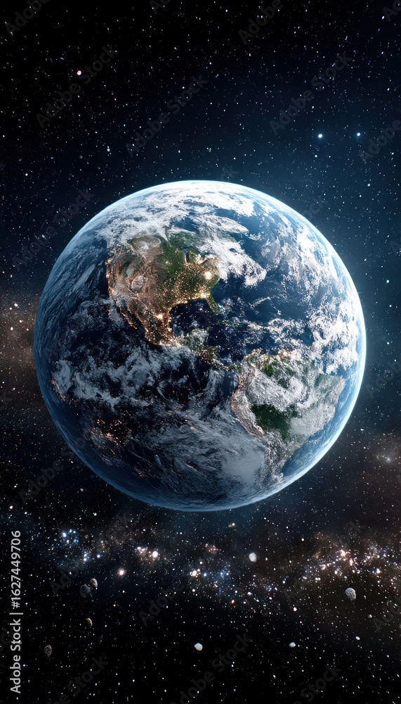 Obraz premium Earth in space, stars, galaxy