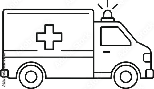 Icon of ambulance car, a vehicle for emergency medical transportation, providing healthcare service and rescue aid in critical situations the road