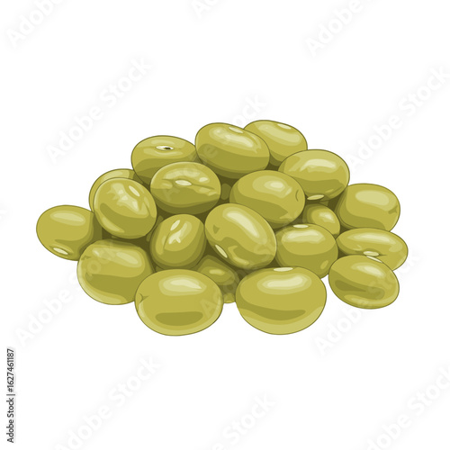 Pile of fresh green mung beans creating a healthy food concept, perfect for nutritional menus and dietary planning, vector illustration.