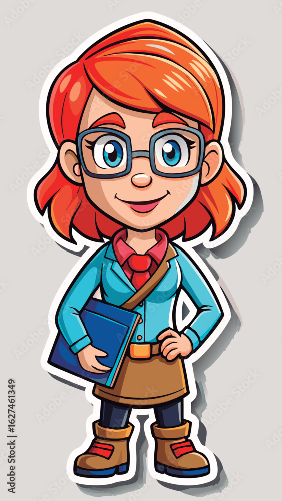 Fototapeta premium Vector illustration of a Smiling student with books.