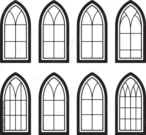 Gothic arched windows with multiple panes gothic window