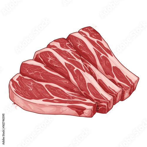 Fresh raw beef short ribs arranged in a row, showcasing marbling and texture, perfect for grilling and cooking enthusiasts and culinary projects.