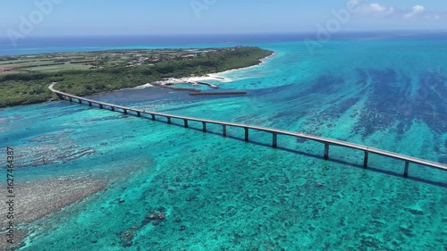 【Vlog・PR制作用】沖縄の美しい海と来間大橋の感動的な空撮動画素材Aerial Footage of Kurima Bridge over Emerald Green Sea, Japan | For Vlog & Corporate Video

